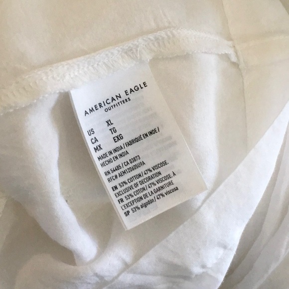American Eagle White Peasant Top XL D-4 - Picture 6 of 6